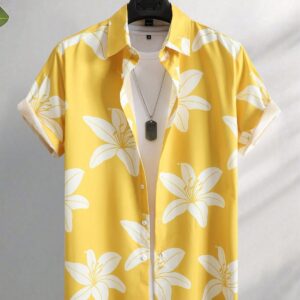 Men's Casual Simple Style Short Sleeve Shirt, Suitable For Summer